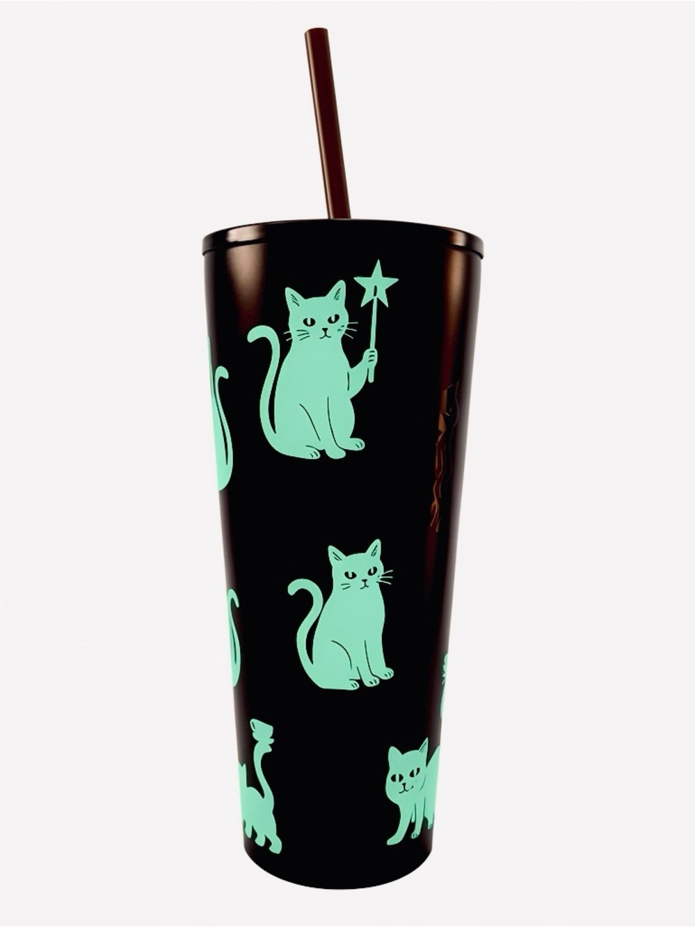 Starbucks 2026 Glow-in-the-Dark Black Cat Cold Cup Tumbler Halloween BNIB 23oz